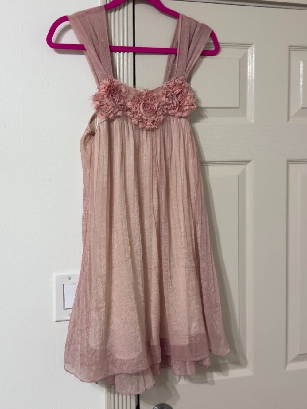 My Pretty Angel SILK Pink Rosette Babydoll Dress Medium